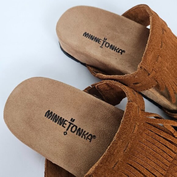 Minnetonka Daisy Brown Suede Fringe Slide Sandal 6 74002 - Picture 3 of 10